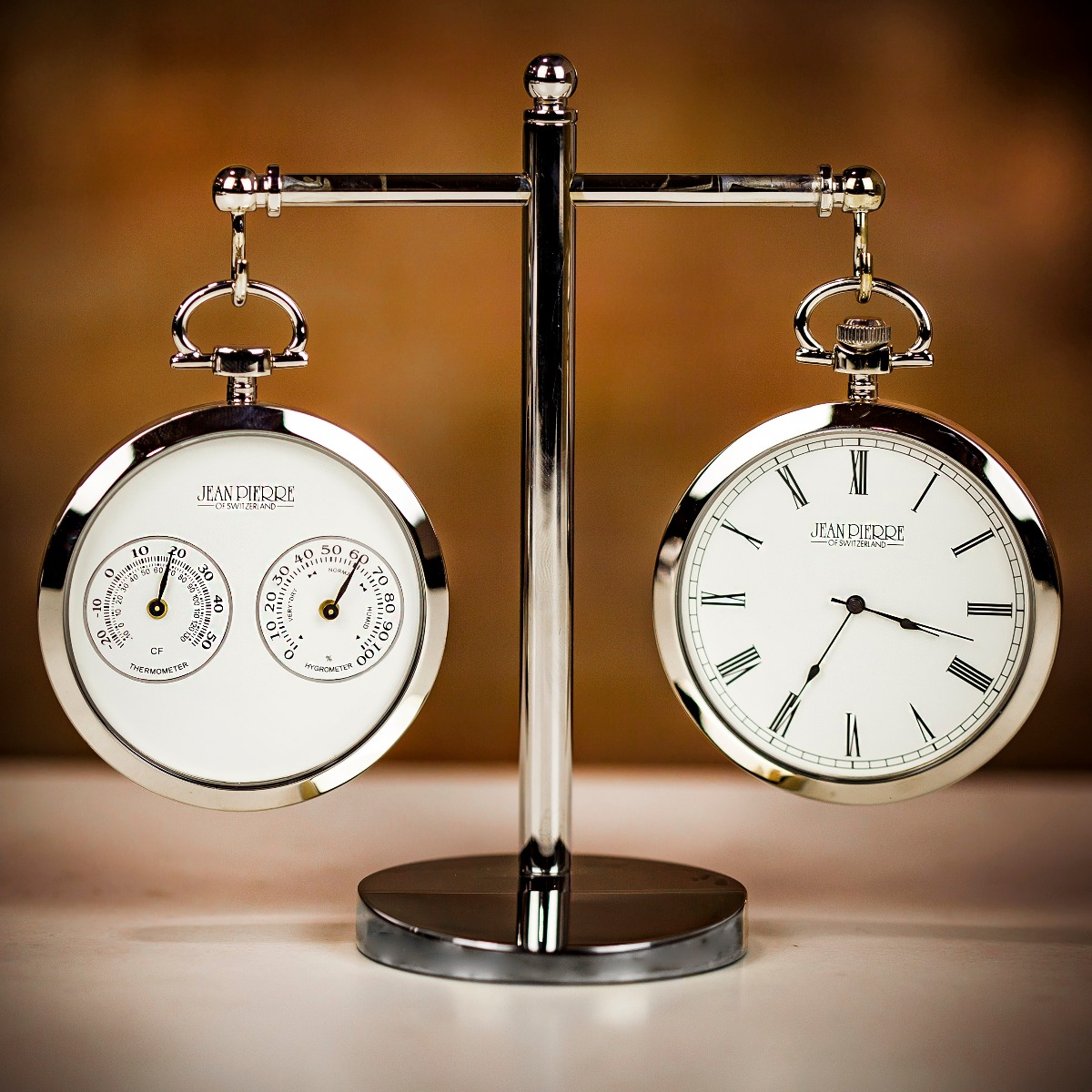 Jean Pierre Executive Desk Clock & Hygrometer/Thermometer Set with Stand