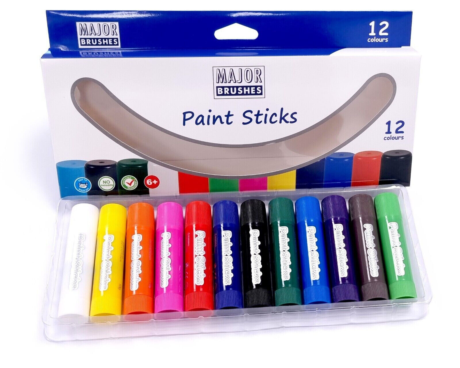 Major Brushes Set Of 12 Assorted Fast Drying Paint Sticks