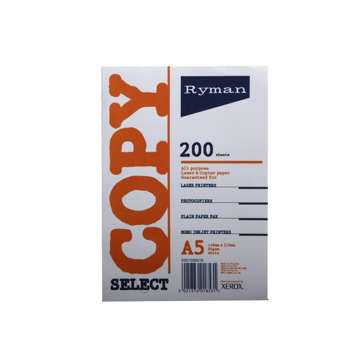 Ryman Copier Paper A5 80gm Pack of 6 White, white