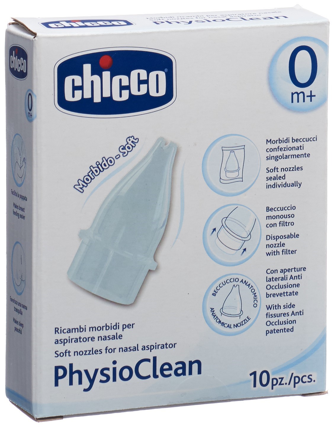 Chicco (Artsana SpA) Chicco PhysioClean Soft Nozzles For Nasal Aspirator 0M+ 10 Units