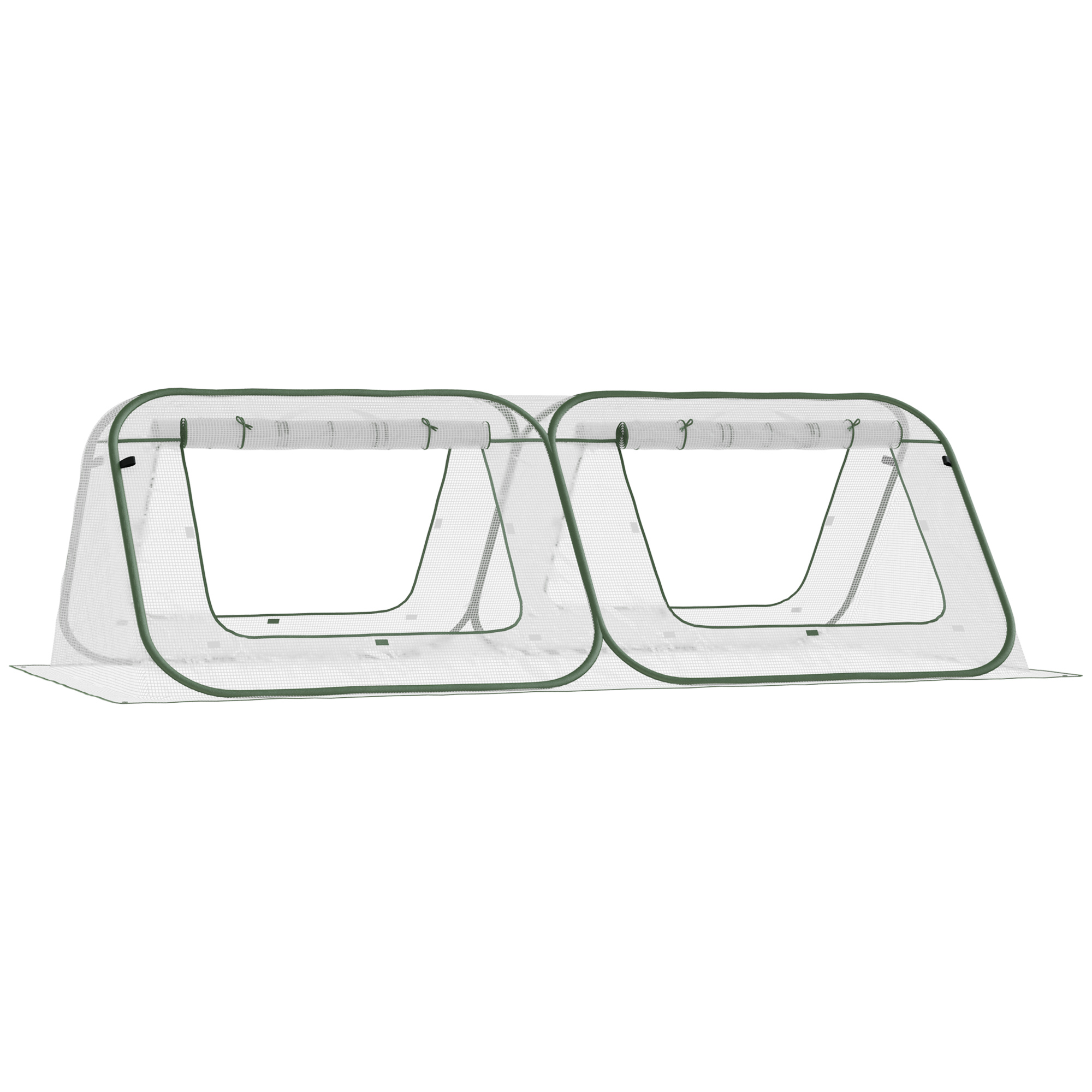 Outsunny Serre à tomates pop-up 4 portes + 4 fenêtres zippées enroulables sac transport PE blanc vert