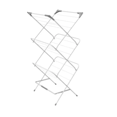 Betterdri Laundry White Silver Effect 3 Tier Foldable Laundry Airer, 1.3M