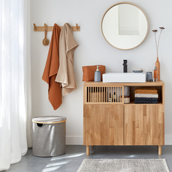 Cesto para la ropa sucia de poliéster y bambú, Bambo