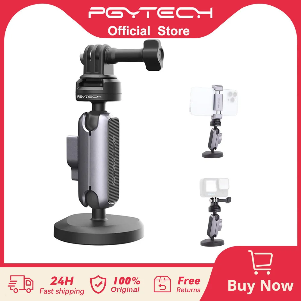 PGYTECH Caplock Magnetic Camera Mount 360° Rotating 1/4" Adapter For Gopro 12/11/10 Insta360 / Dji