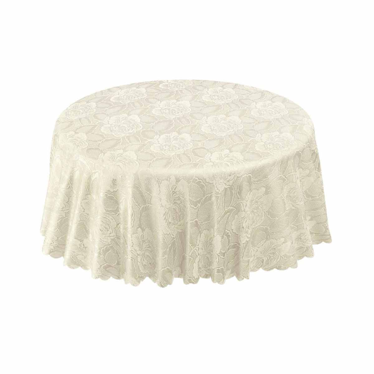 SGreenandSons Damask Rose Jacquard Tablecloths & Napkins Cream - 63'' Round