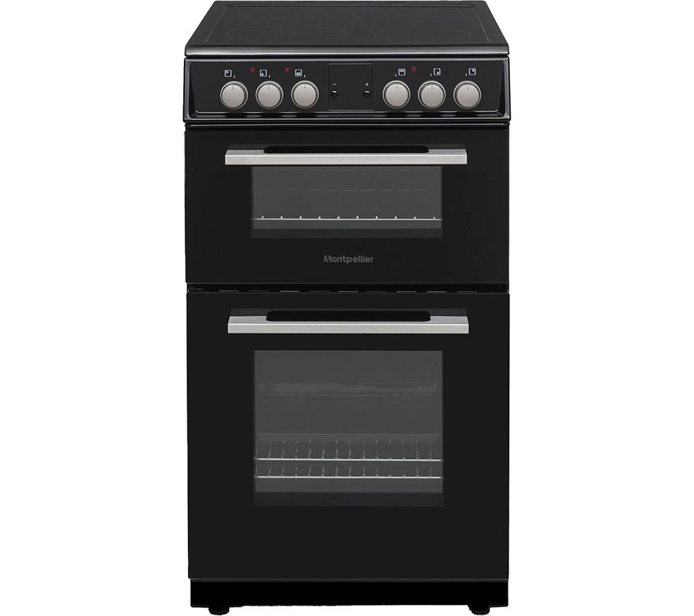  50cm Ceramic, Double Oven with Fan - Black