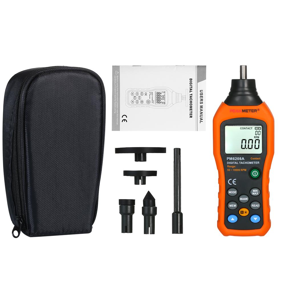 TOMTOP JMS Digital Tachometer Wide Measuring Rang 50~19999rpm Speedometer Meter LCD orange/black
