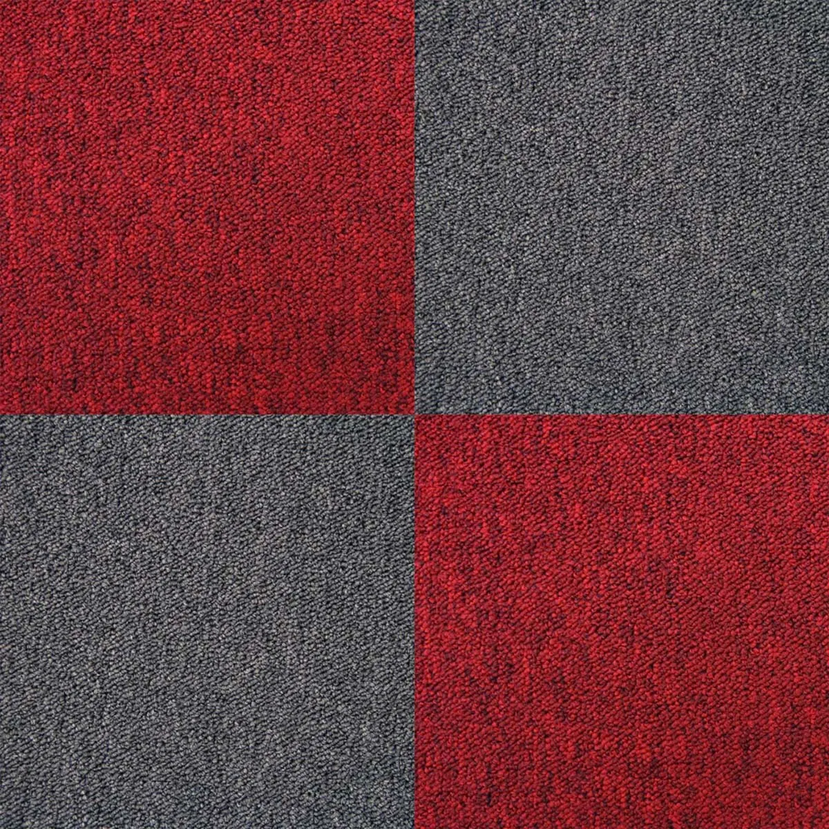 MonsterShop 40 x Carpet Tiles 10m2  Scarlet Red & Charcoal Black|red