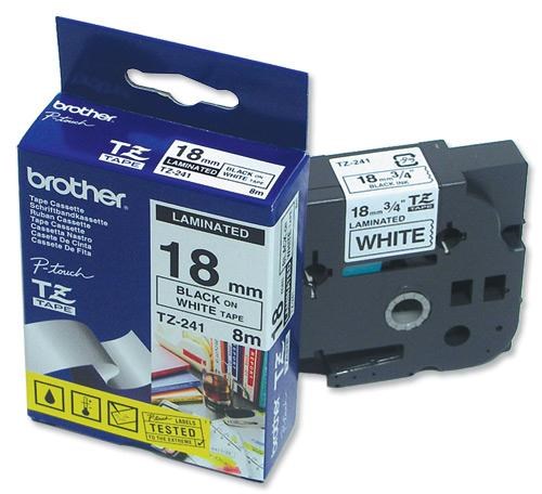 Brother TZe-241 Authentic Label Tape Self Adhesive Black Print on White 18 mm  x 8m
