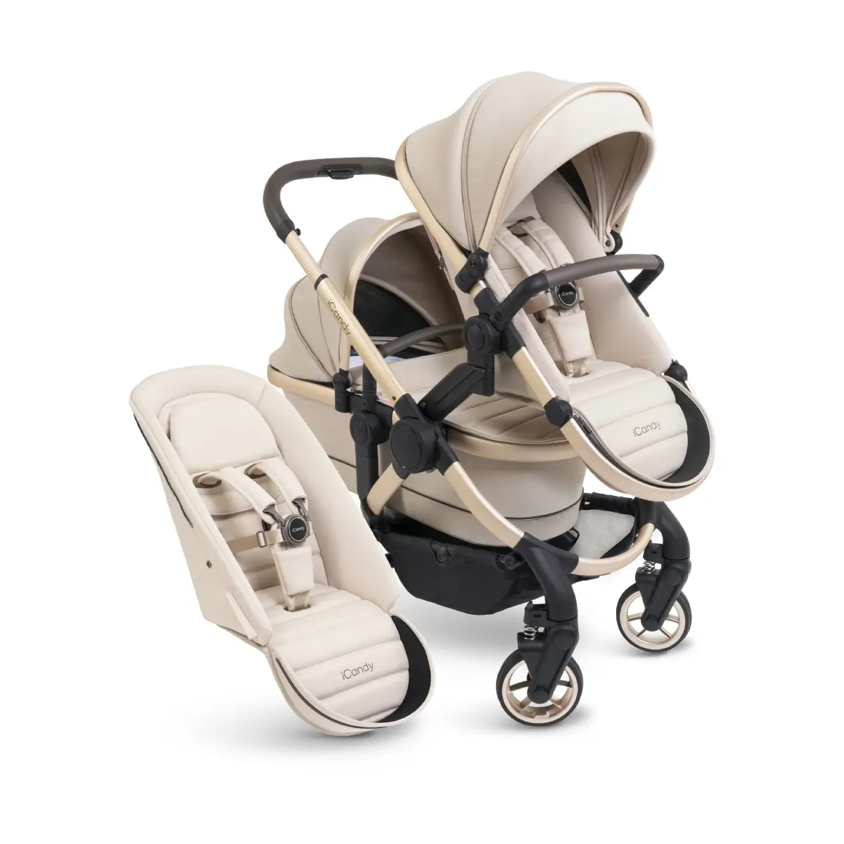  Peach 7 Double Pushchair Bundle - Biscotti