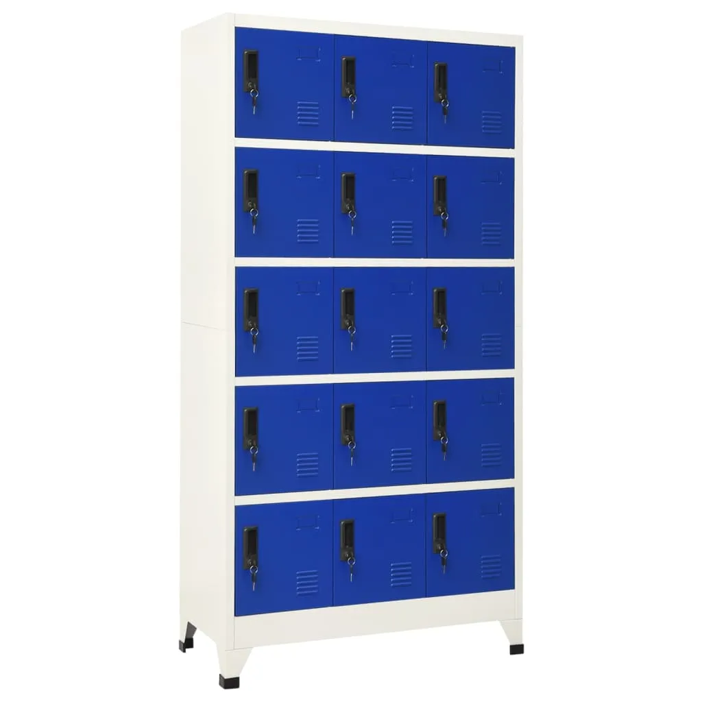 VidaXL Locker Cabinet Grey and Blue 90x40x180 cm Steel