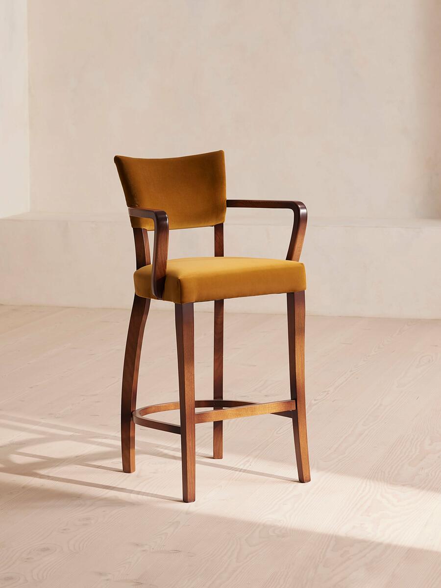 Soho Home Molina Barstool, Velvet Mustard