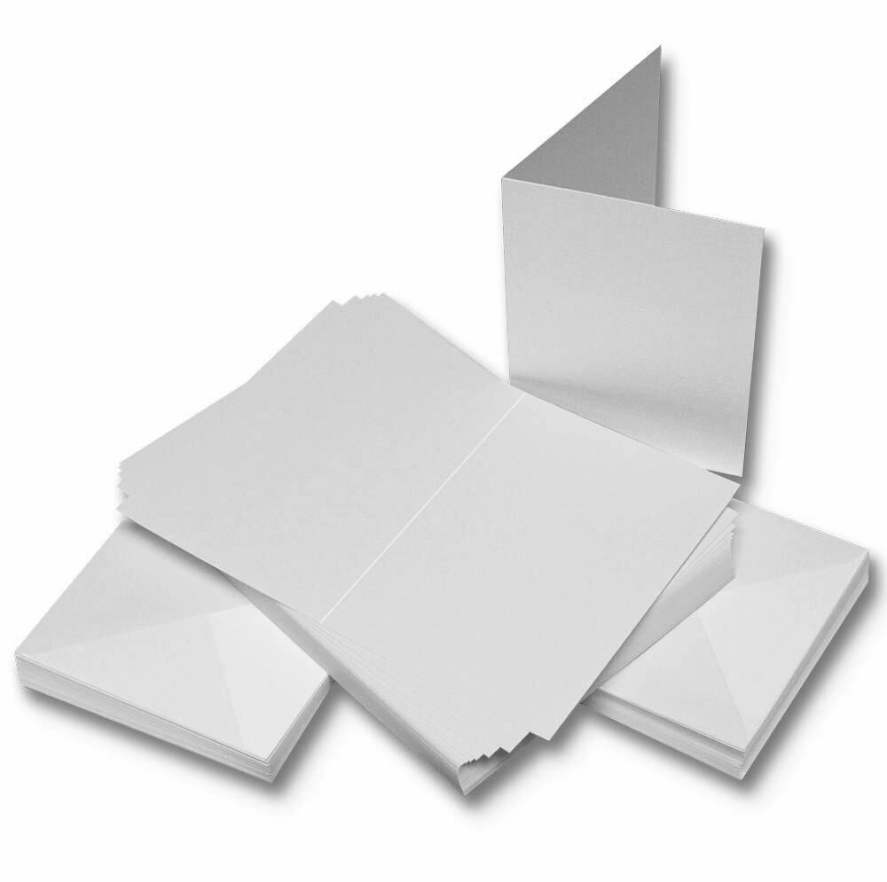50 X A6 Size White Linen Texture Blank Cards 300gsm & Envelopes 120gsm W111