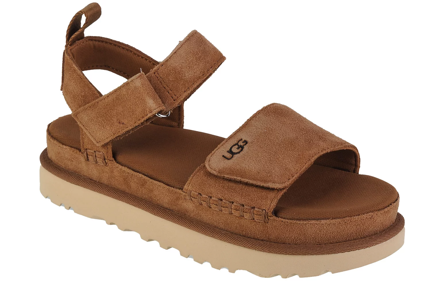 Ugg GOLDENSTAR Ladies Suede Platform Sandals Chestnut | UK 5