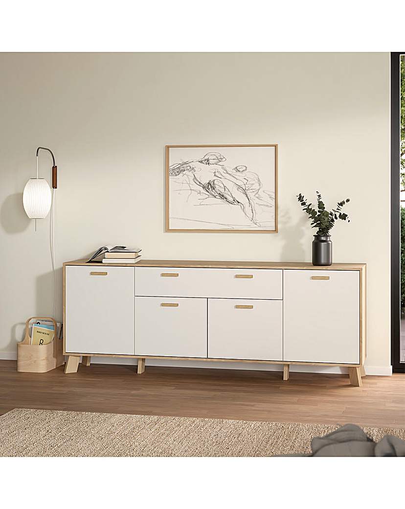 Home Affaire Ikast Sideboard 4 Doors + 1 Drawer In Jackson Hickory And White