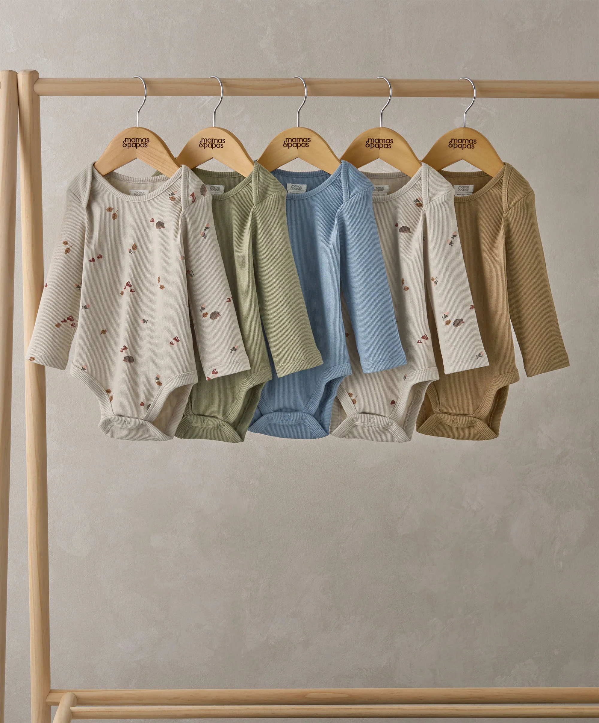 Ribbed Long-Sleeve Bodysuits (Set of 5) - Autumn