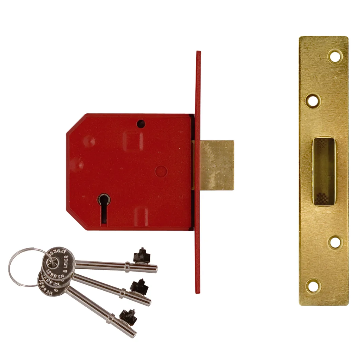 Union UNNY2134EP30 2134E 5 Lever BS Mortice Deadlock Satin Brass Finish 79.5mm 3in Visi
