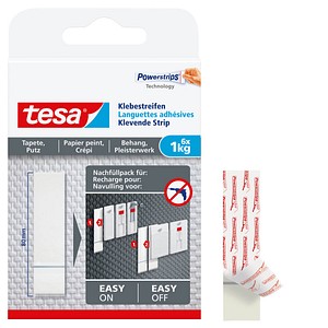 Tesa 77771 - Indoor - Universal hook - White - Adhesive strip - 6...