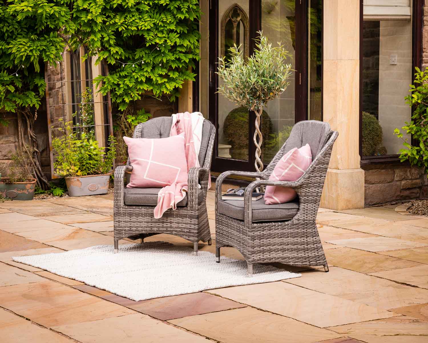 Rattan Direct Pair of Rattan Dining Chairs in Grey - Marseille - Rattan Direct