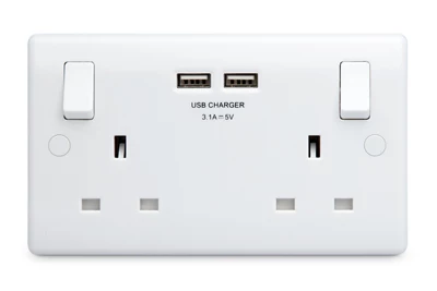 BG ELECTRICAL Decorative NBN22U3B-01 Switched Power Socket - White