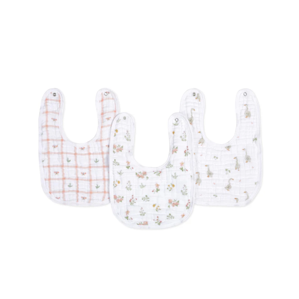 Aden + Anais Pack of 3 Essential Cotton Muslin Snap Bibs - Country Floral