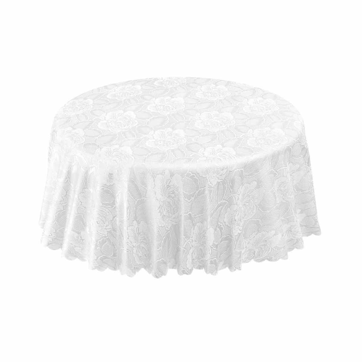 SGreenandSons Damask Rose Jacquard Tablecloths & Napkins White - 70'' Round