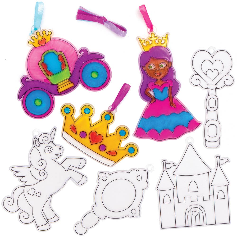 Baker Ross Princess Craft Suncatchers - 10 Acrylic DIY Suncatchers. Suncatcher Painting For Kids. Stained Glass Suncatchers. Size 5.5-12.5cm.