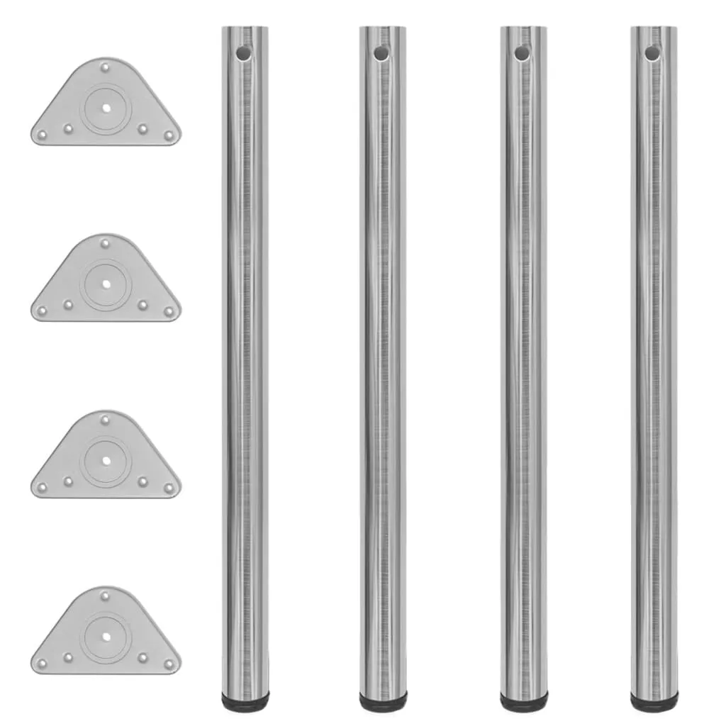 VidaXL 4 Height Adjustable Table Legs Brushed Nickel 870 mm