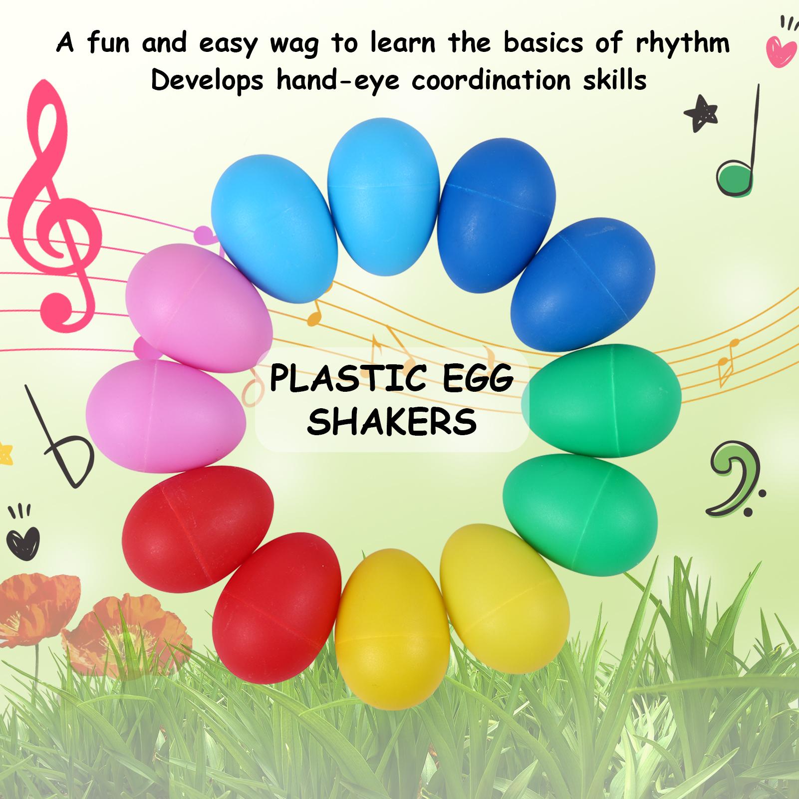 ZEBLAZE 12 Pieces Egg Shakers Musical Instruments Percussion Egg for Kids Toys Plastic Easter Egg Shaker multicolour