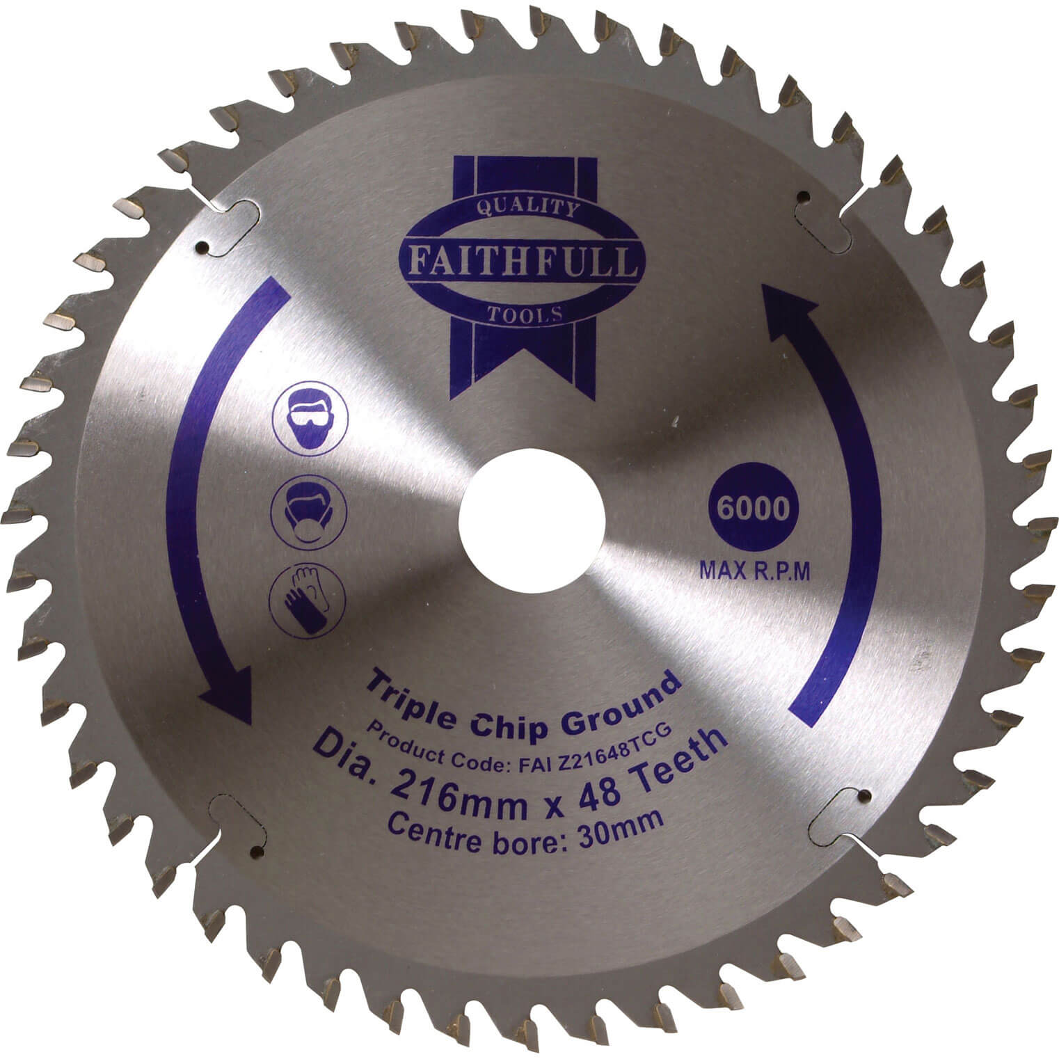 Faithfull tct Circular Saw Blade Triple Chip Ground 216 x 40 mm x 48T