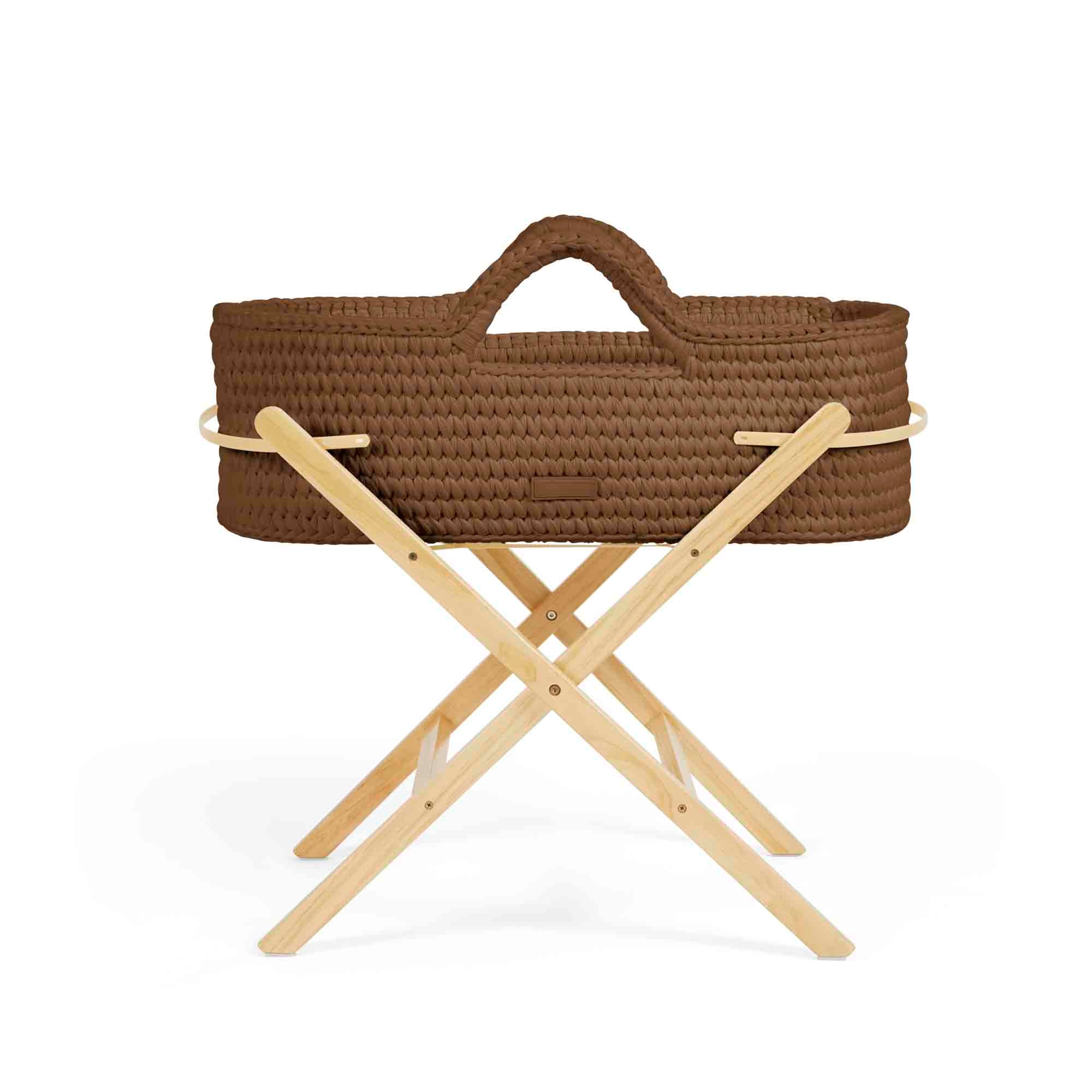 Nova Moses Basket & Stand - Mocha / Pine