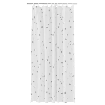  Drawa White & Silver Stars Shower Curtain (W)180Cm
