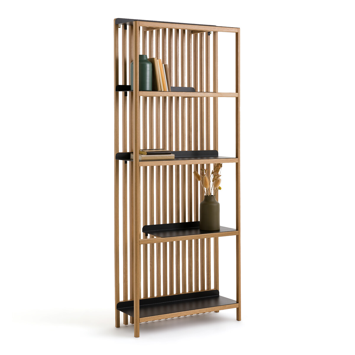 La Redoute Interieurs Jac Slatted Solid Oak and Metal Bookcase by La Redoute