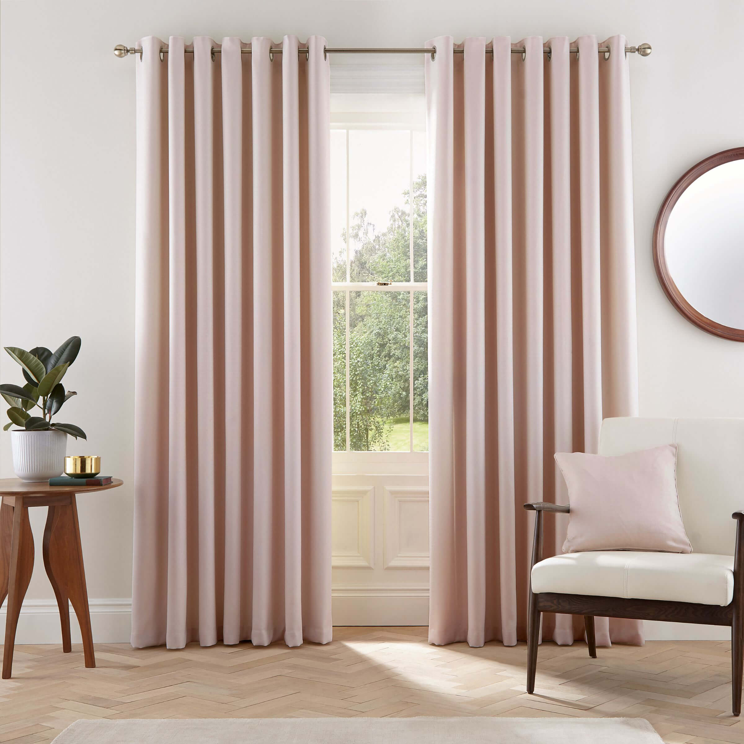 Helena Springfield 'Eden' Woven Lined Curtains|Size: 228cm width x 183cm drop|light pink