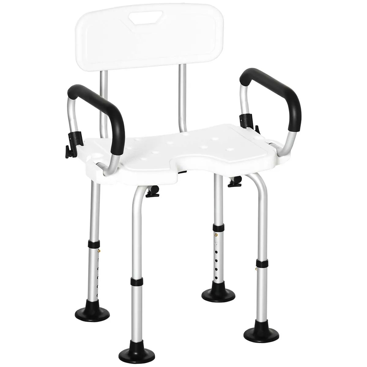 Homcom Adjustable Shower Stool With Suction Foot Pads White