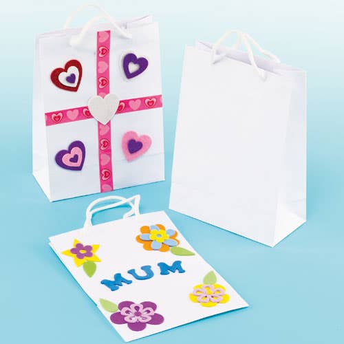 Baker Ross White Gift bags (Pack of 10)