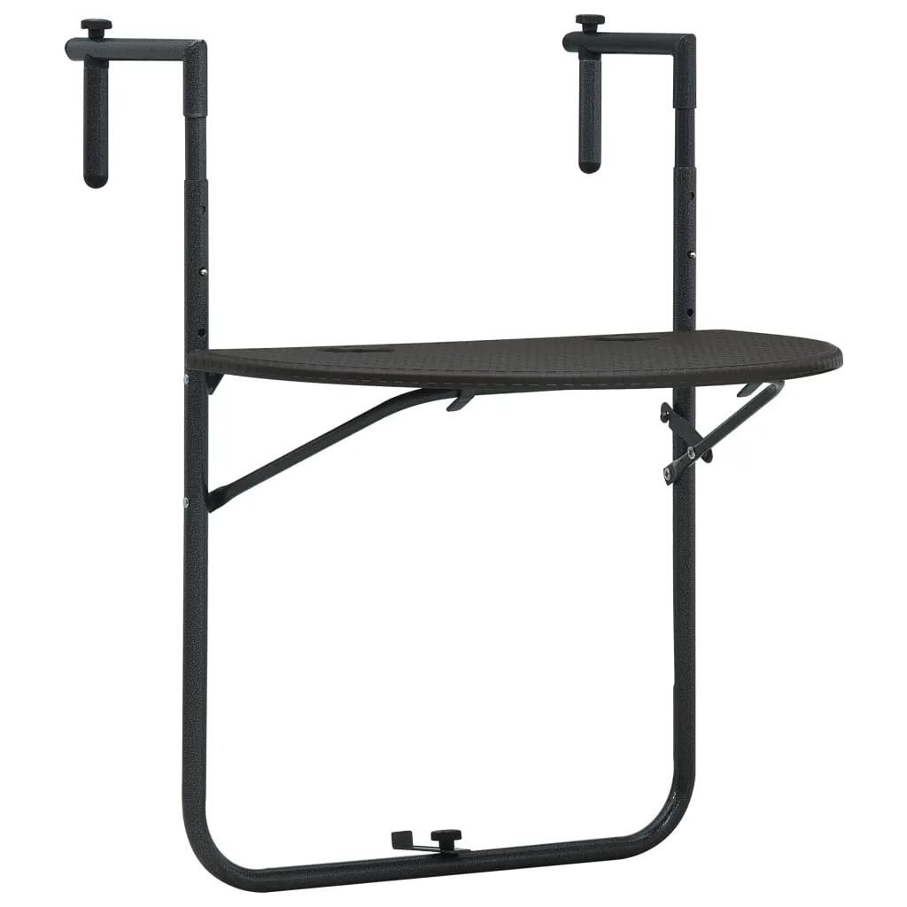VidaXL Hanging Balcony Table Brown 60x64x83.5 cm Plastic Rattan Look