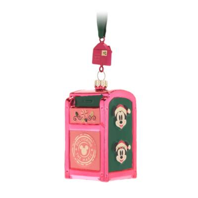 Mickey Mouse and Minnie Mouse Festive Mailbox Glass Ornament - From Disney Store