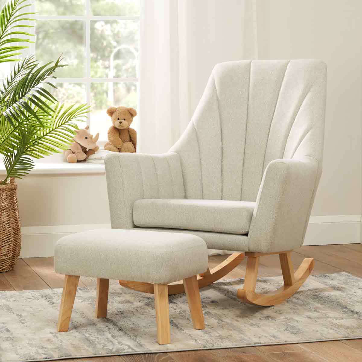  Jonah Rocking Nursing Chair with Footstool- Pebble, Grey