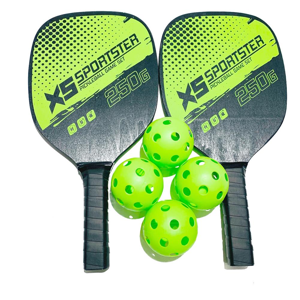 TOMTOP JMS Pickleball Rackets Set Pickleball Paddle Set of 2 Rackets and 4 Pickleballs Balls Pickle-Ball multicolour