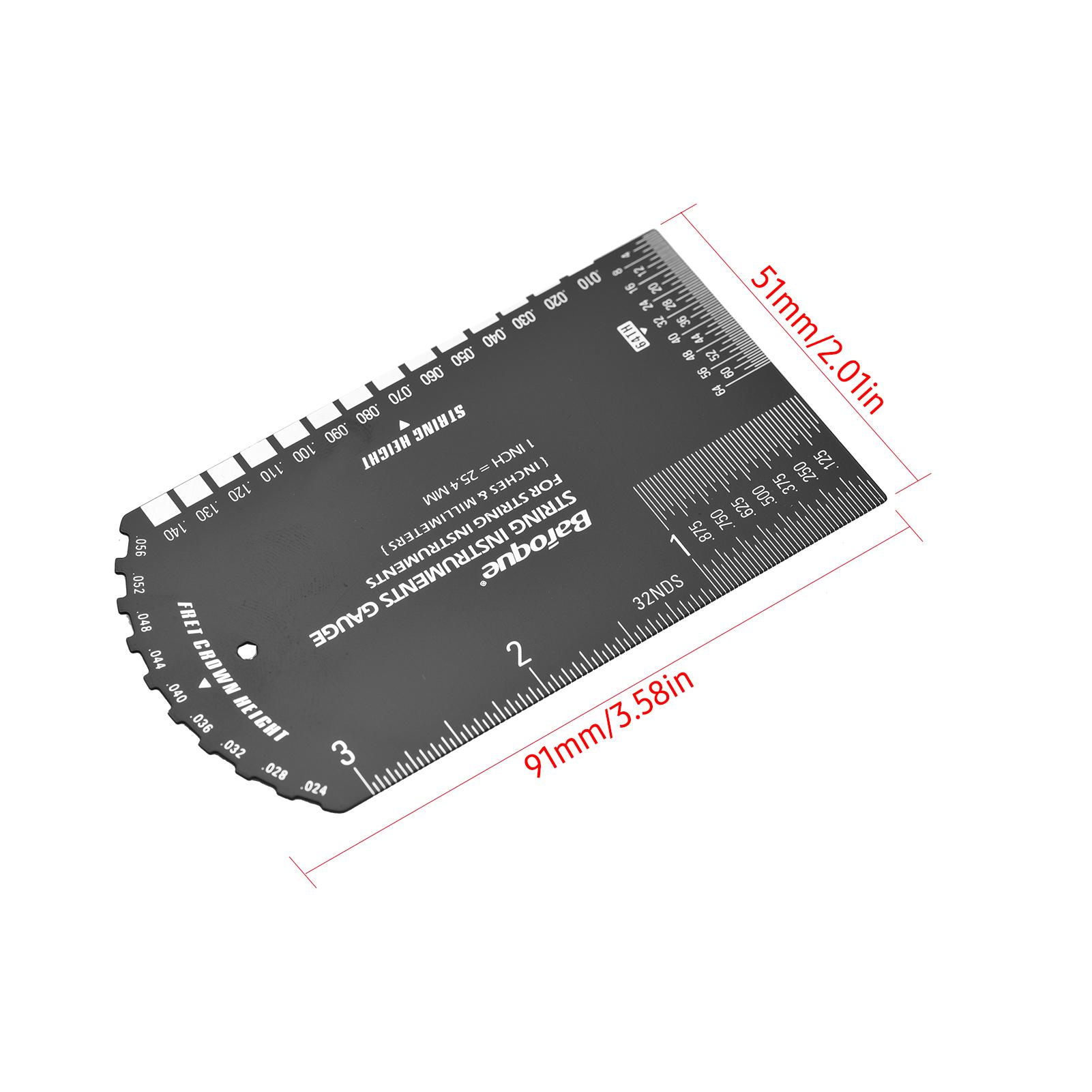 TOMTOP JMS Baroque String Instruments Gauge String Action Gauge Ruler Pocket-size Metallic Ruler for Electric black