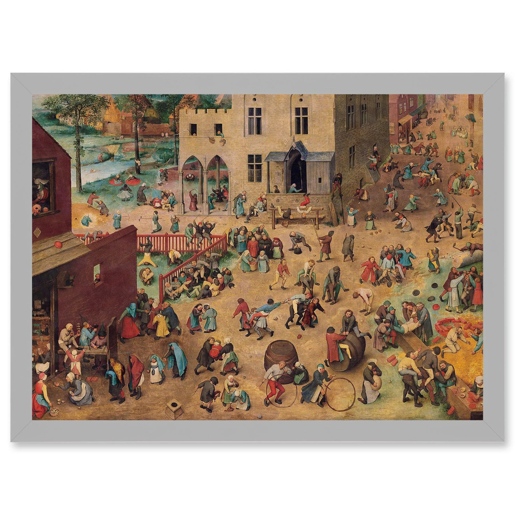 Artery8 Pieter Bruegel Childrens Games Painting Artwork Framed Wall Art Print A4