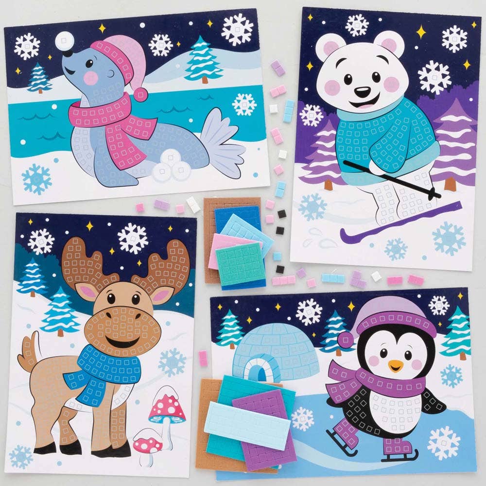 Baker Ross Arctic Pals Mosaic Picture Kits (Pack of 4)