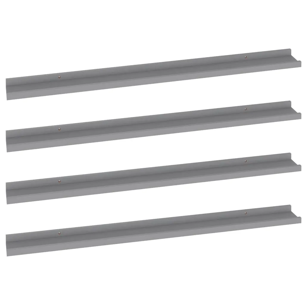 VidaXL Wall Shelves 4 pcs Grey 100x9x3 cm