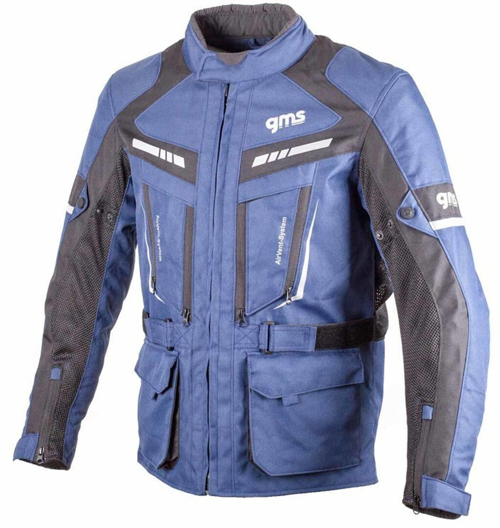 GMS Track Light Motorcycle Textile Jacket, black-blue, Size L, black-blue, Size L