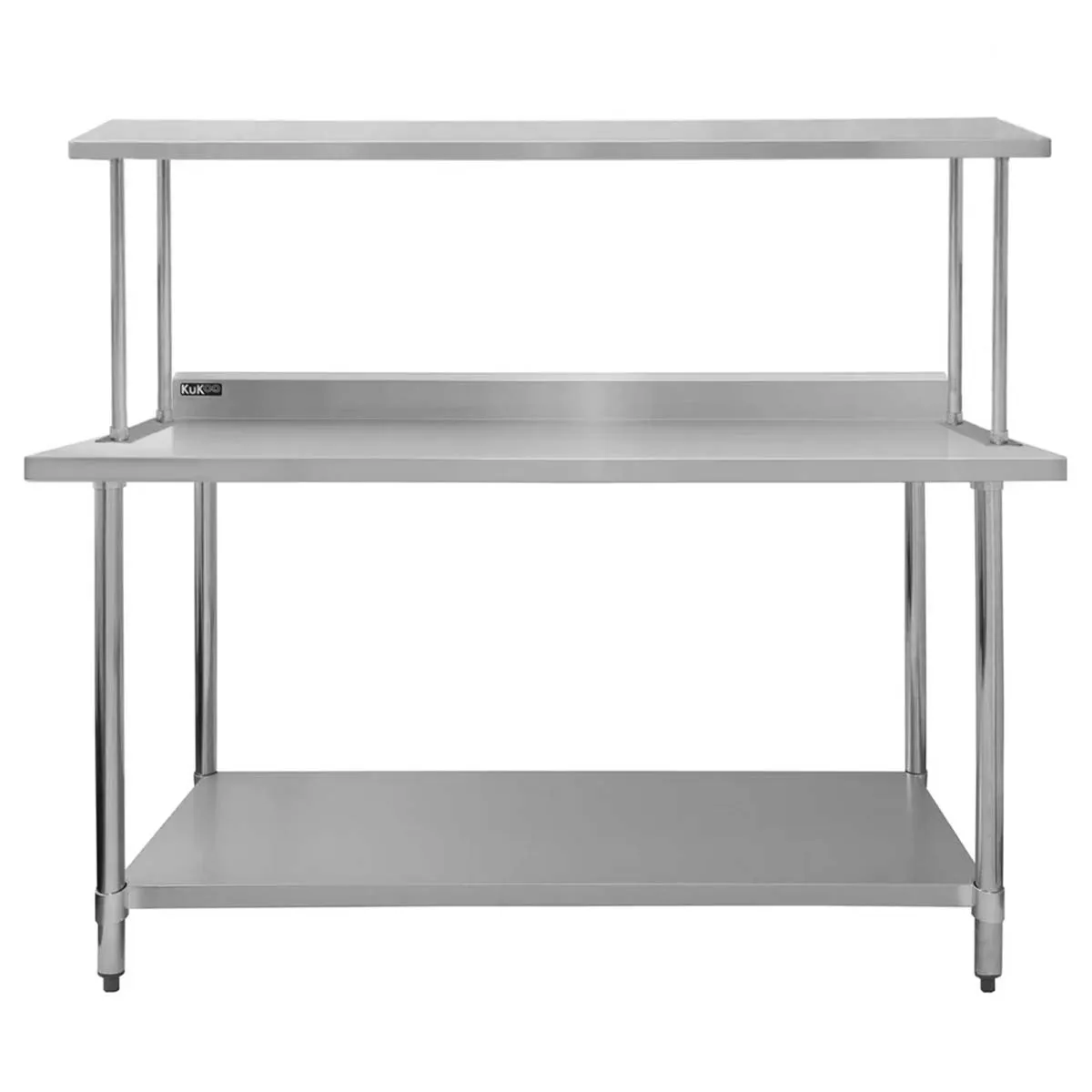 Kukoo (6ft Catering Bench With Single Over-Shelf) Catering Table With Overshelf Kitchen Bench Worktop Commercial Stainless Steel