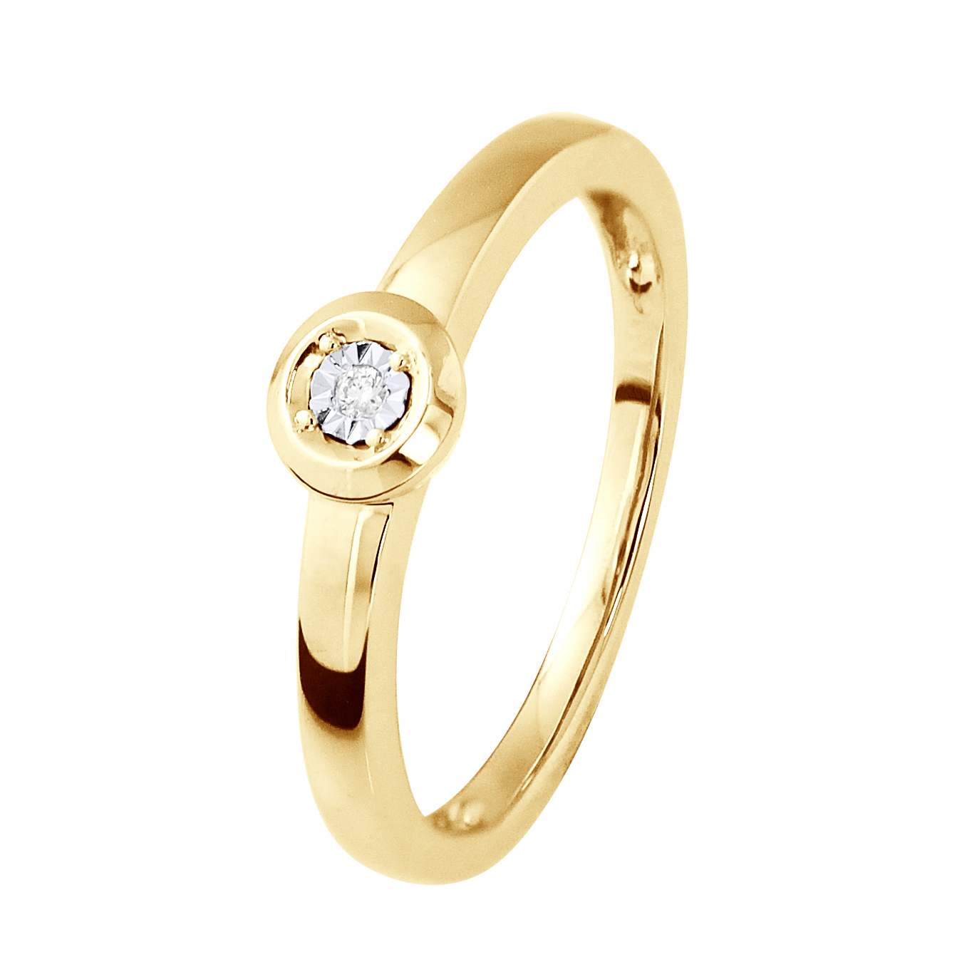 Diadema Womens Diamond Solitaire Ring 0.010 0.50 Cts Illusion Yellow Gold - White - Size L 1/2 (Rings)