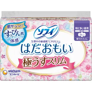 Unicharm - Sofy Hadaomoi Ultra Thin Slim Wing Especially For Daytime Feminine Pads 26cm 17 pcs