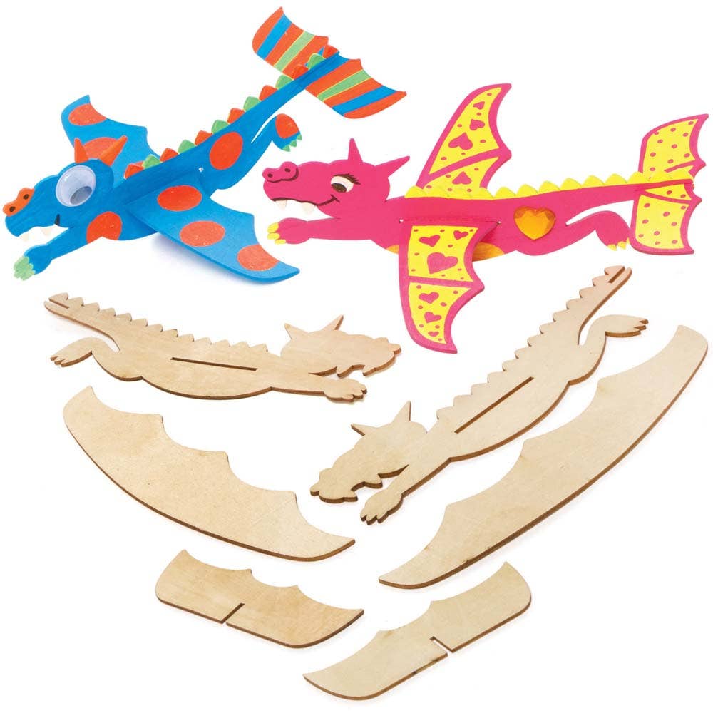Baker Ross Dragon Wooden Glider Kits (Pack of 8)