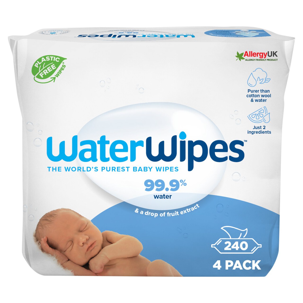 Waterwipes Sensitive Newborn Biodegradable Baby Wipes 4 Pk
